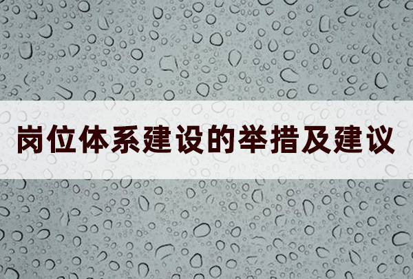 崗位體系建設(shè)的舉措及建議